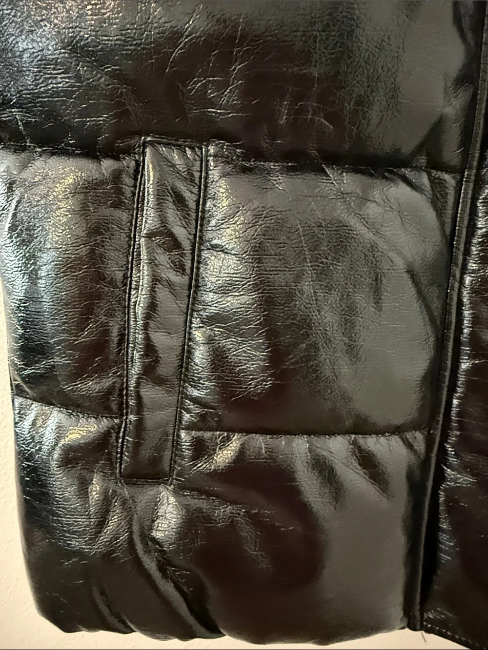 Dex Black Shiny Puffer Vest
